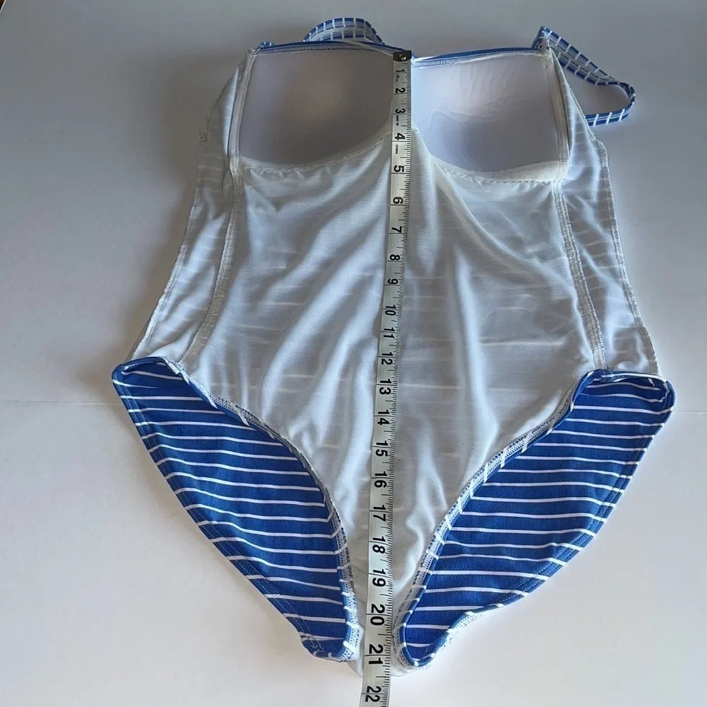 Nip Tuck Chambray Riviera Stripe Joanne Twist Tummy Control One Piece Swimsuit